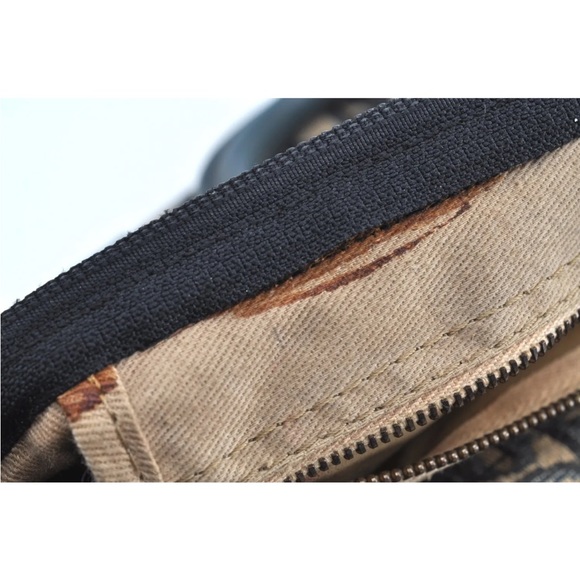 Authentic Christian Dior Trotter Hand Boston Bag Purse Canvas Leather Blue J9550 - Picture 13 of 16